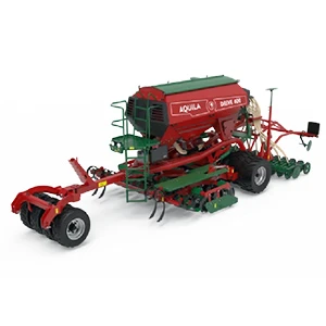 Сеялка с марка AGRO-MASZ в червено и зелено, машина за засяване