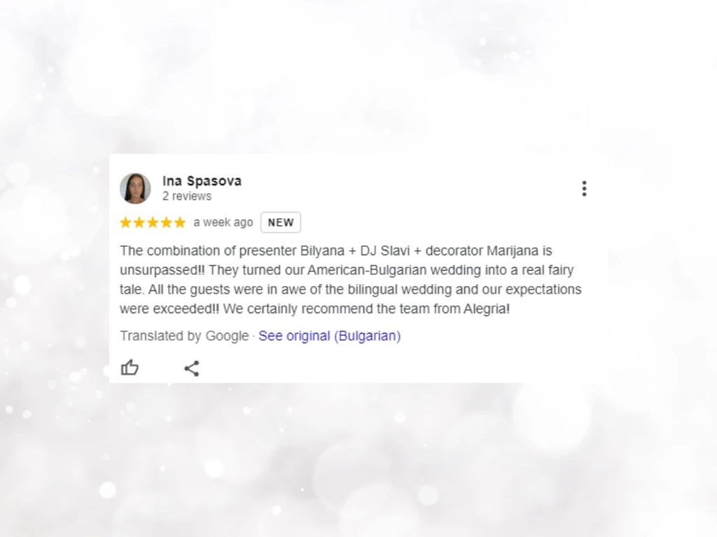 Alegria wedding agency reviews