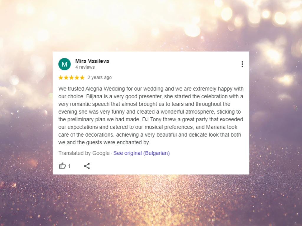 Alegria wedding agency customers reviews