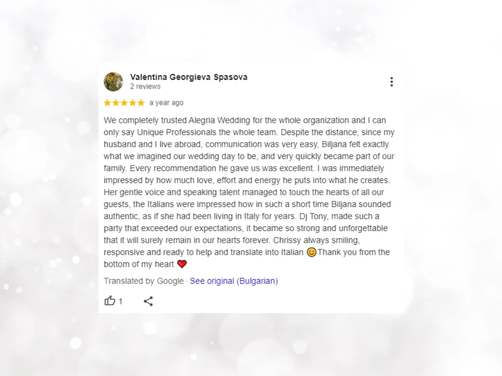 Alegria wedding agency reviews