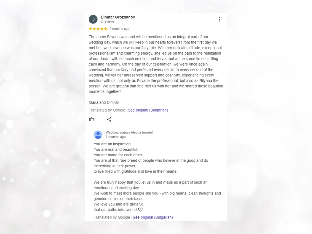 Alegria wedding agency reviews