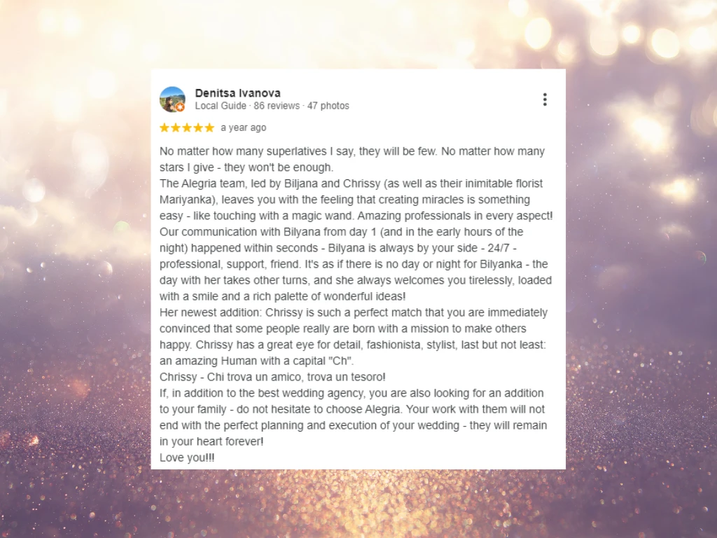 Alegria wedding agency reviews