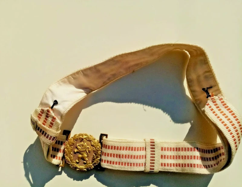 Communist Bulgarian Officer's gilted buckle and brocade belt - Military WWII. 