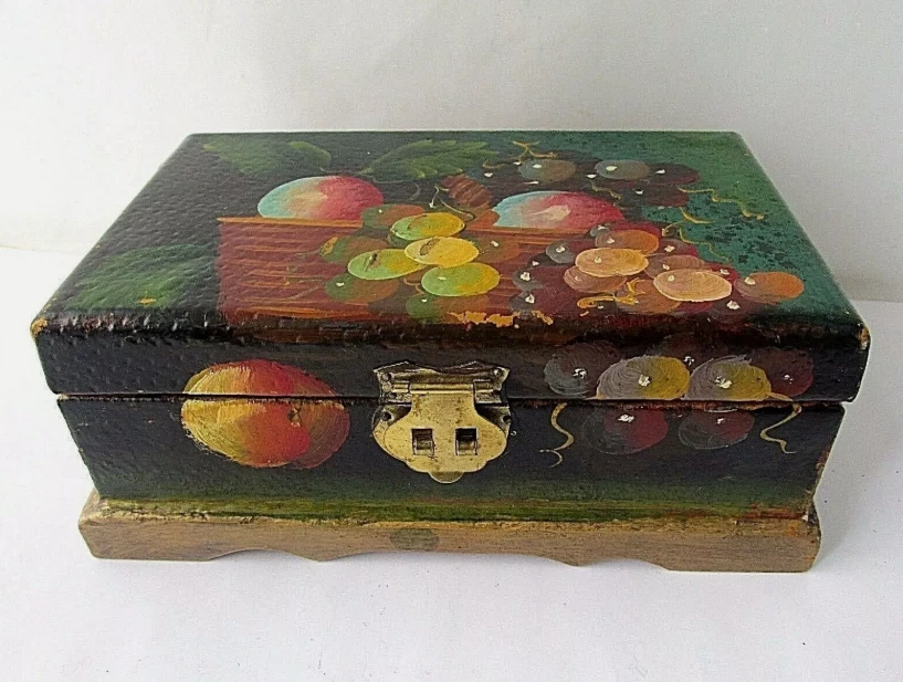 Vintage Russian Soviet hand-painted wooden box