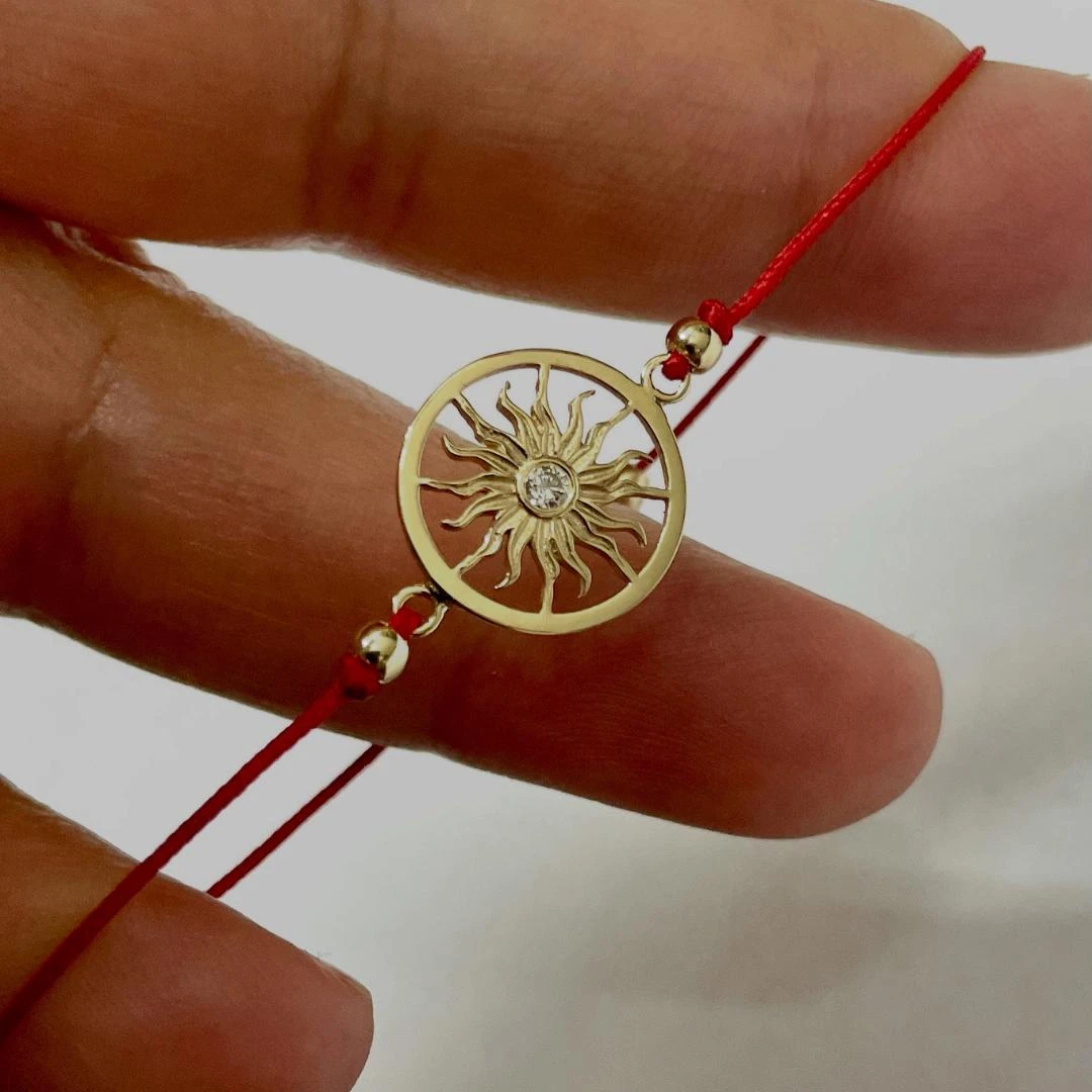 Гривна от жълто злато с диамант – ръчно изработена Bimora