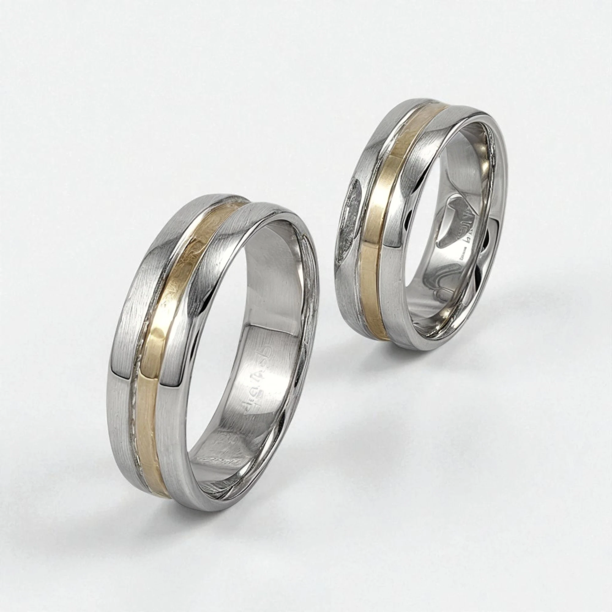 Ръчно изработени брачни халки 14 кт бяло злато и диамант, изработка по поръчка София