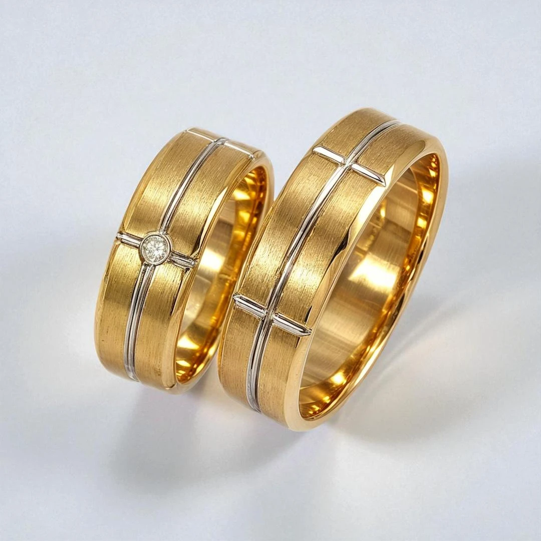 Класически брачни халки от жълто злато – ръчна изработка Bimora