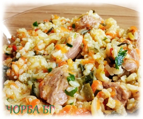 Свинско със зеленчуци и ориз