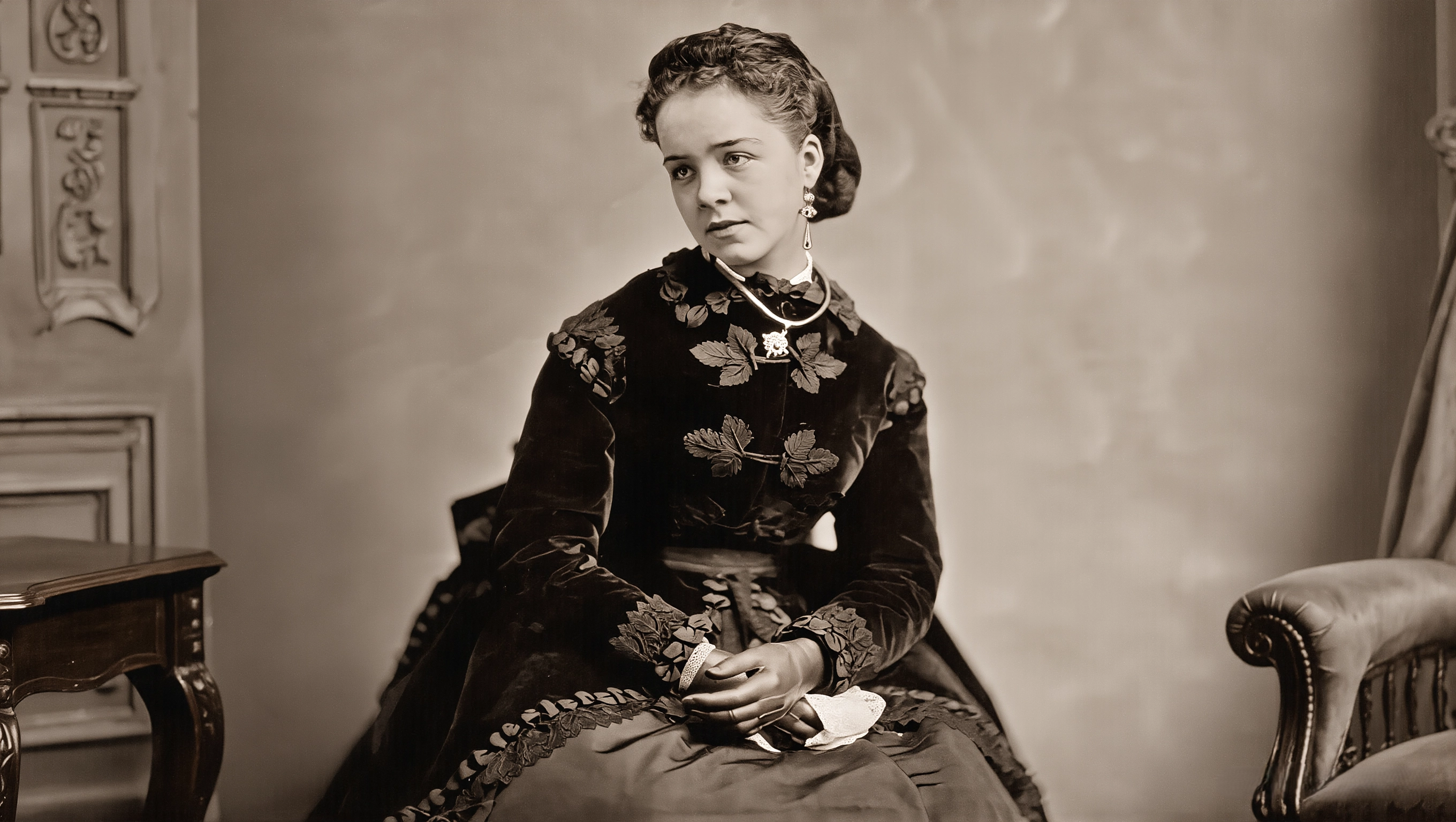 Portrait of a woman of the 1860s era, illustrating the world of wives held under coverture in 19th-century America, when a husband's violence was treated as a private family matter the courts declined to judge
