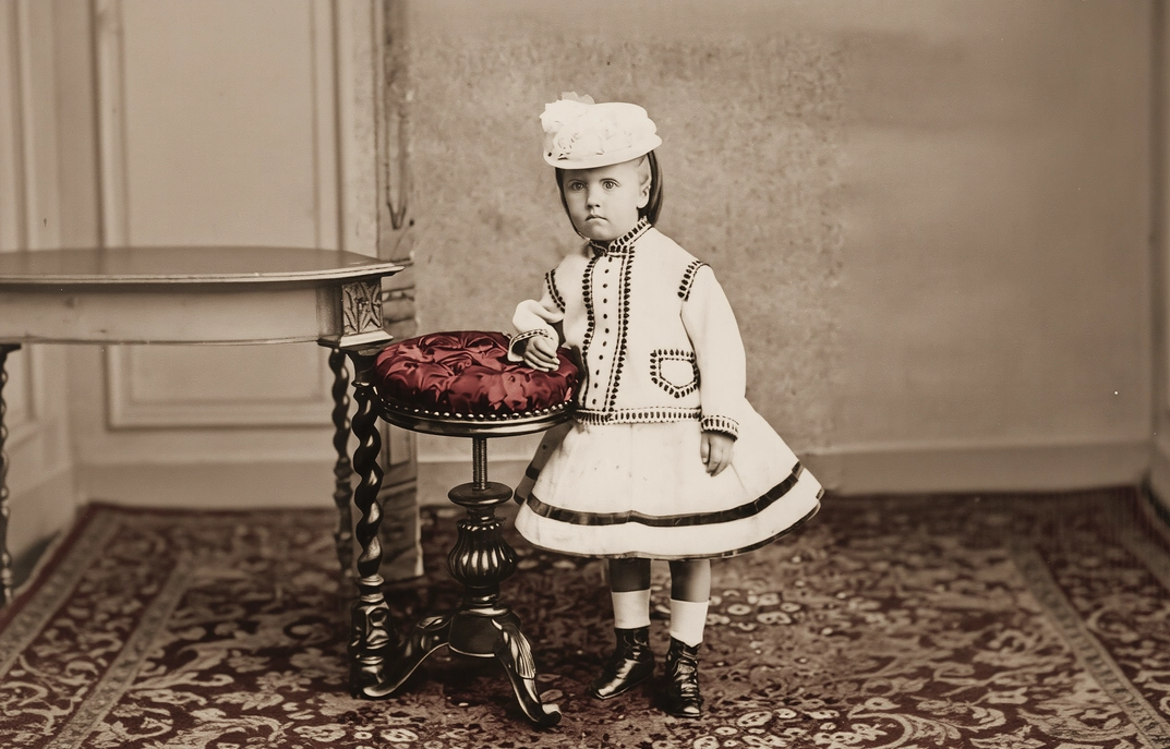 Winnaretta Singer, age three, in a studio portrait taken around 1868. Born in Yonkers, New York, on January 8, 1865, she was brought to Paris by her parents — Isaac Merritt Singer and Isabella Boyer — shortly before her third birthday. Within a generation, this child would become the most influential music patron in Europe.