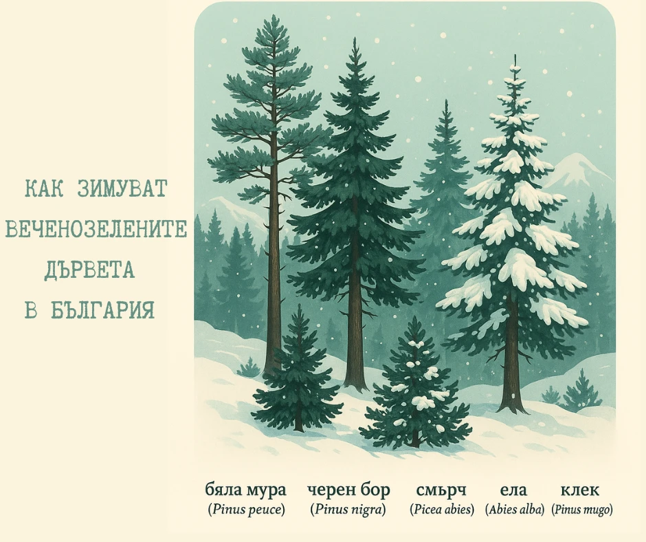 Как зимуват вечнозелените дървета в България