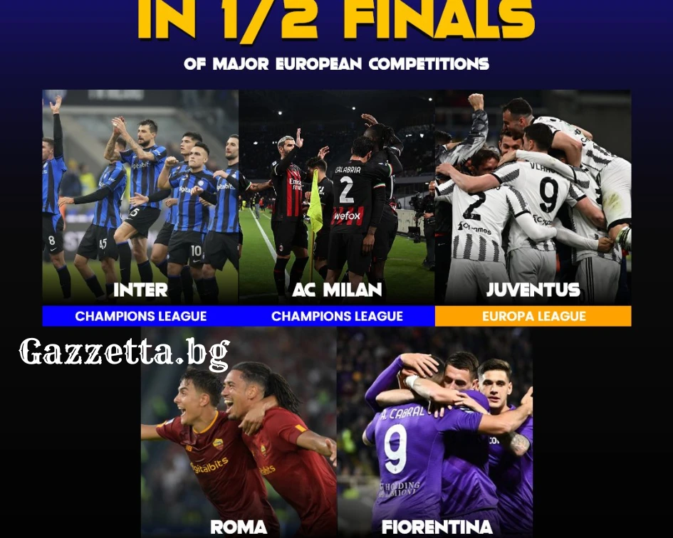 Историческо: Пет италиански отбора са на полуфинал в Европа!