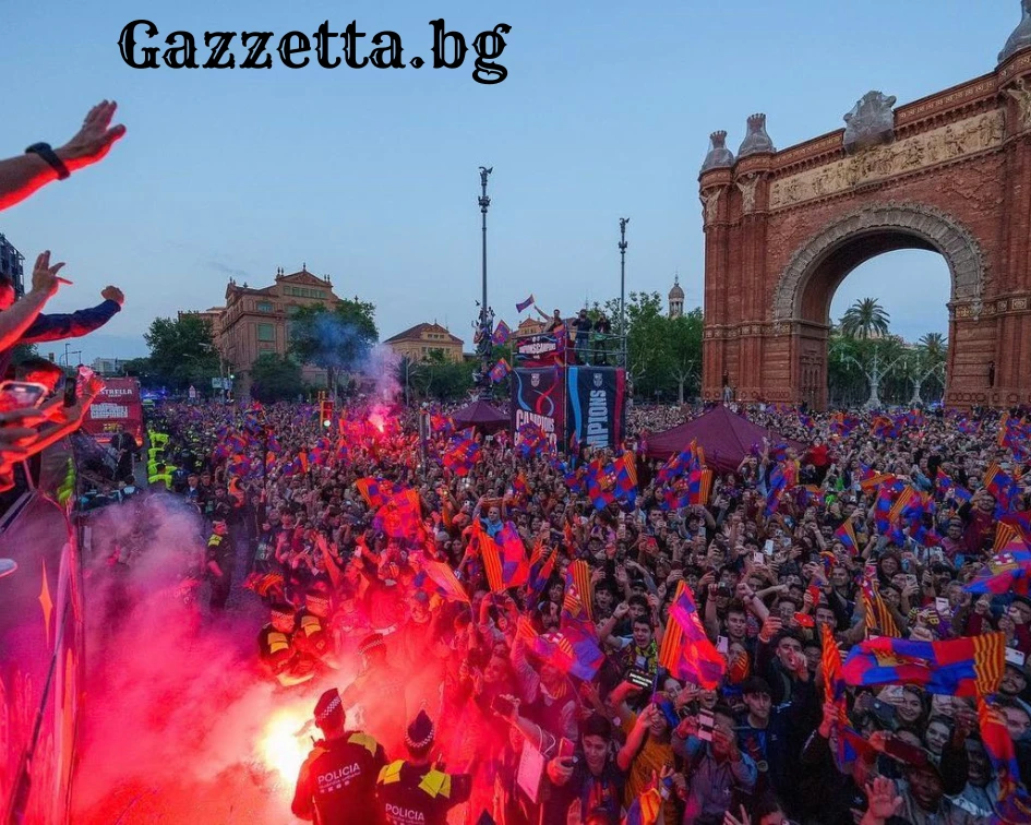 76 000 души празнуват на шампионския парад на Барселона