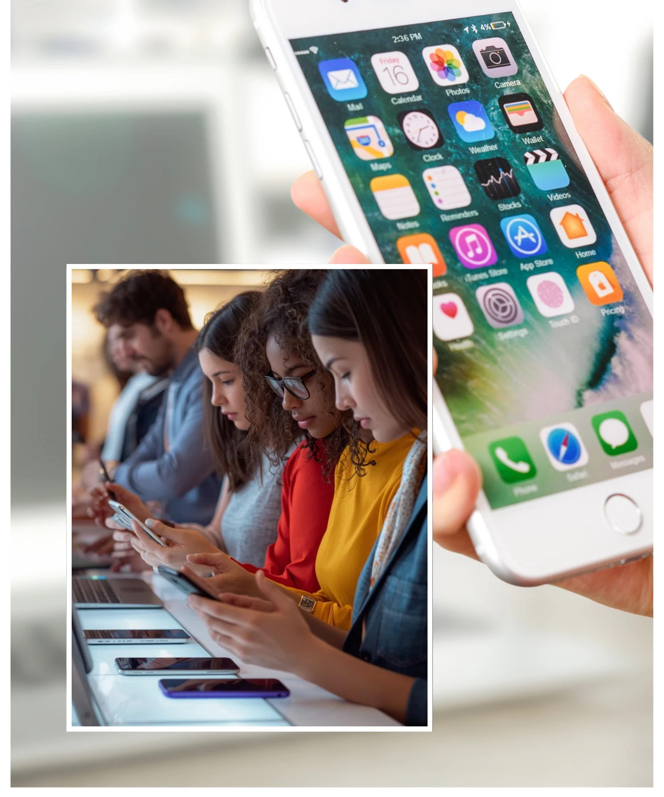 Group of people scrolling on their devices.