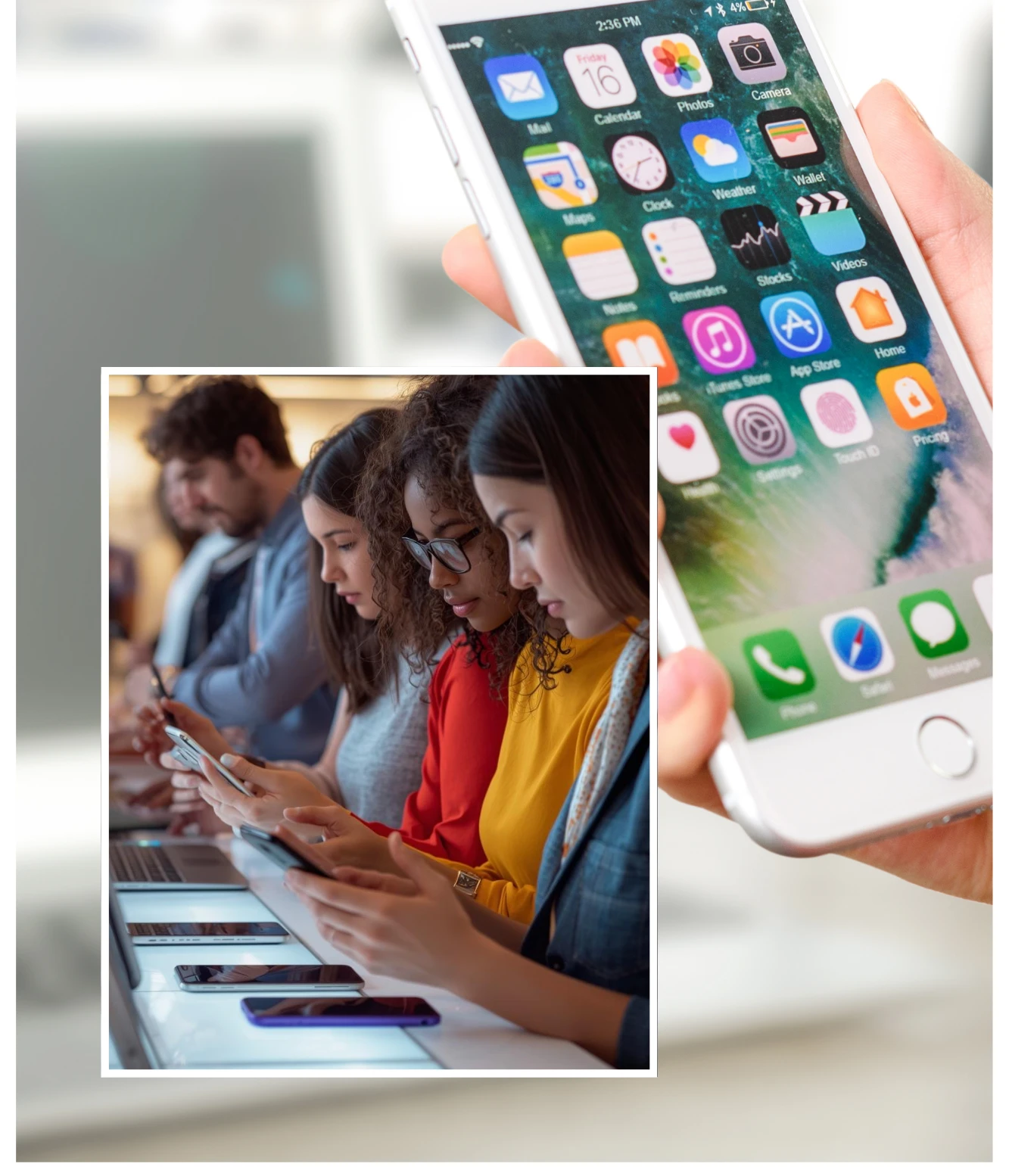 Group of people scrolling on their devices.