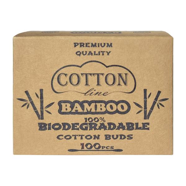 100% Biodegradable bamboo stick cotton buds - COTTON Line BAMBOO 100pcs