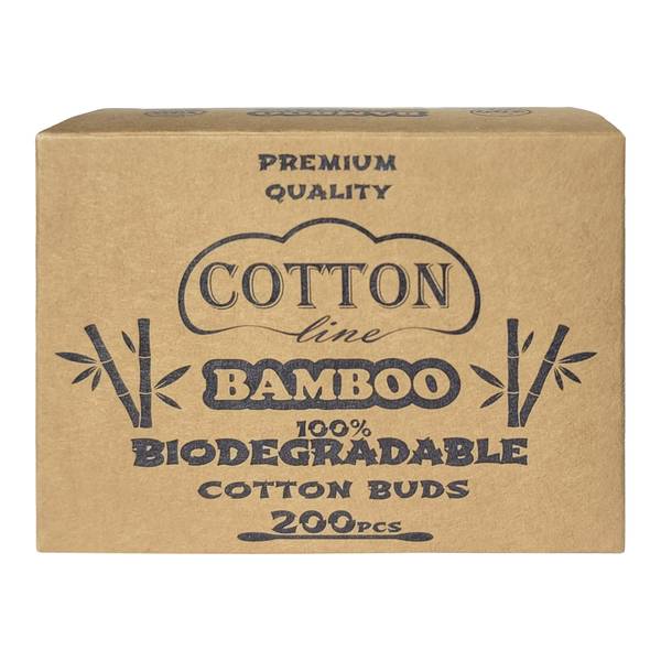 100% Биоразградими бамбукови клечки за уши - COTTON Line BAMBOO 200бр 100% Биоразградими бамбукови клечки за уши - COTTON Line BAMBOO 200бр