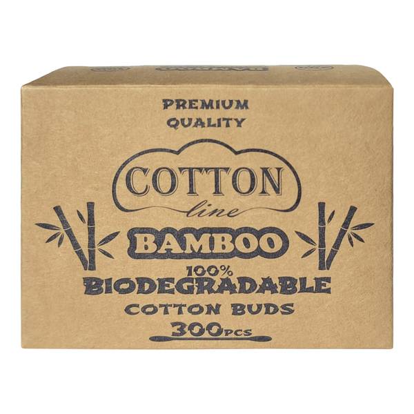 100% Biodegradable bamboo stick cotton buds - COTTON Line BAMBOO 300pcs