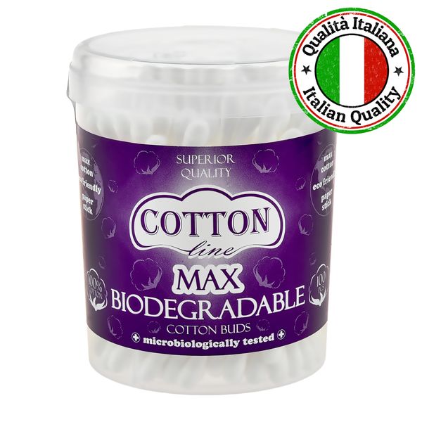 Биоразградими хартиени клечки за уши - COTTON Line MAX 100бр Биоразградими хартиени клечки за уши - COTTON Line MAX 100бр