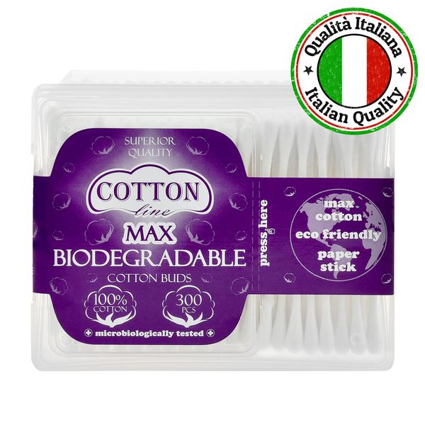 Биоразградими хартиени клечки за уши - COTTON Line MAX 300бр Биоразградими хартиени клечки за уши - COTTON Line MAX 300бр