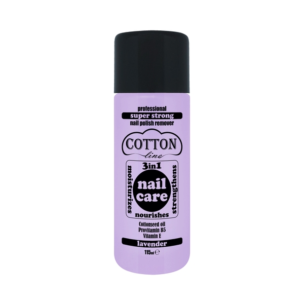 Professional SUPER STRONG nail polish remover COTTON Line NAIL CARE 3in1 115ml LAVENDER