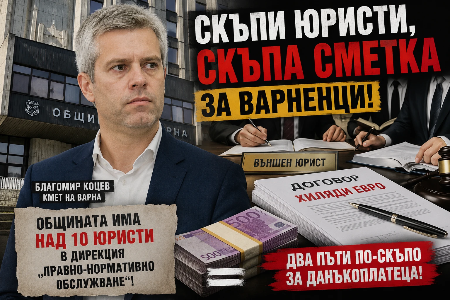 ПРАВЕН ПАРАДОКС В ОБЩИНА ВАРНА: ЗАЩО СЕ ПЛАЩАТ ХИЛЯДИ НА ВЪНШНИ ЮРИСТИ?