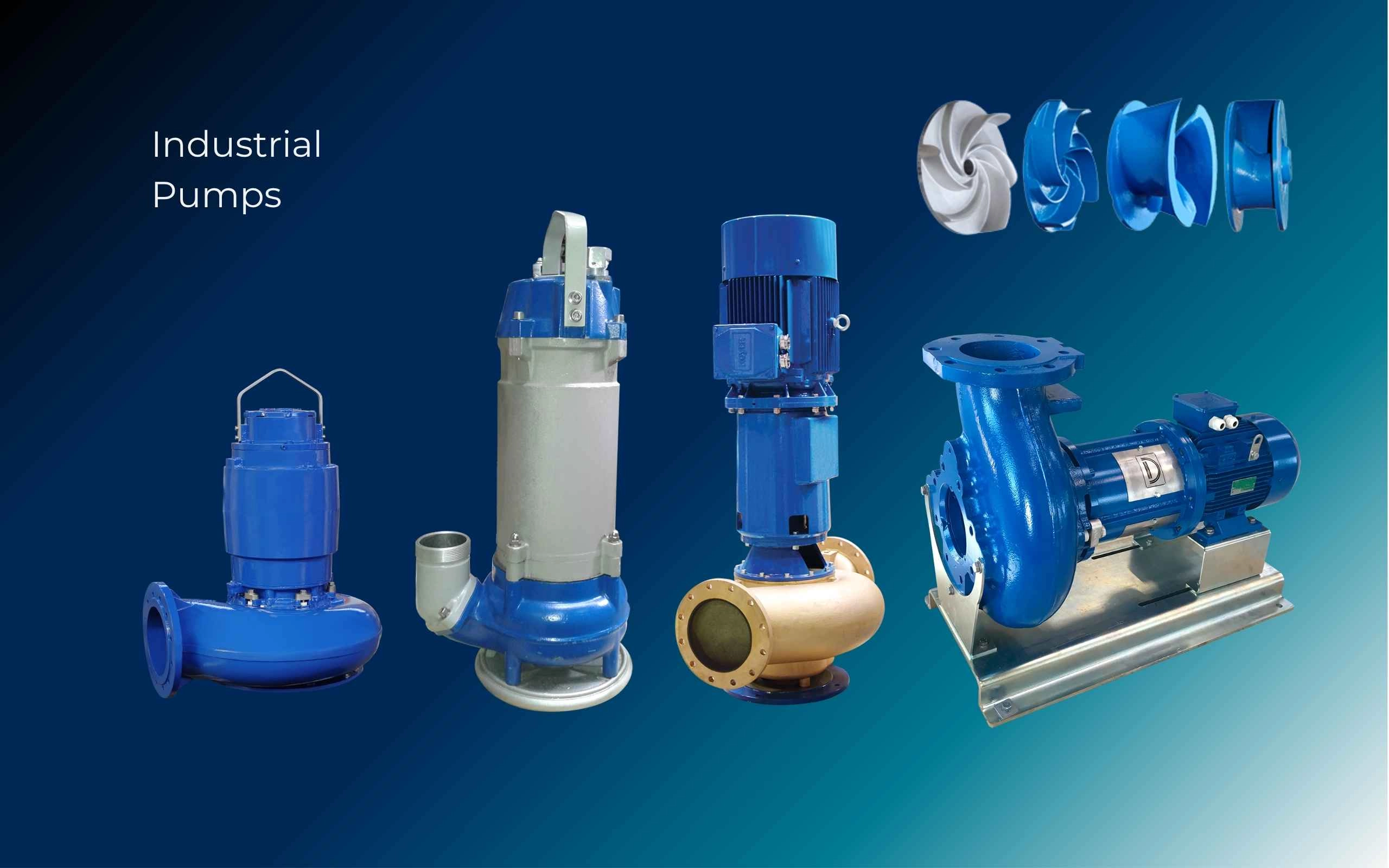 Industrial pumps for various applications.