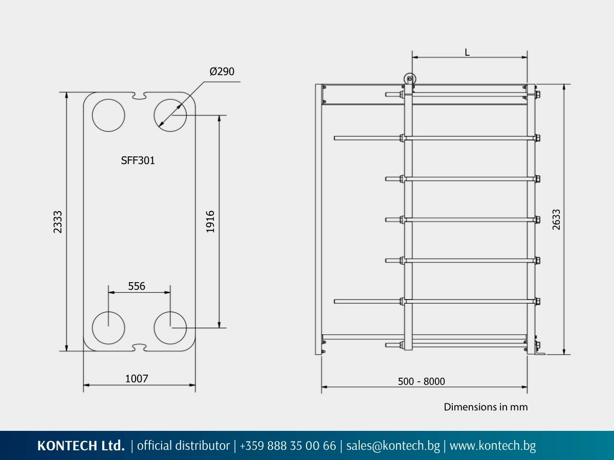 SonFlow SFF301 SFF300 DN300 dimensions drawing