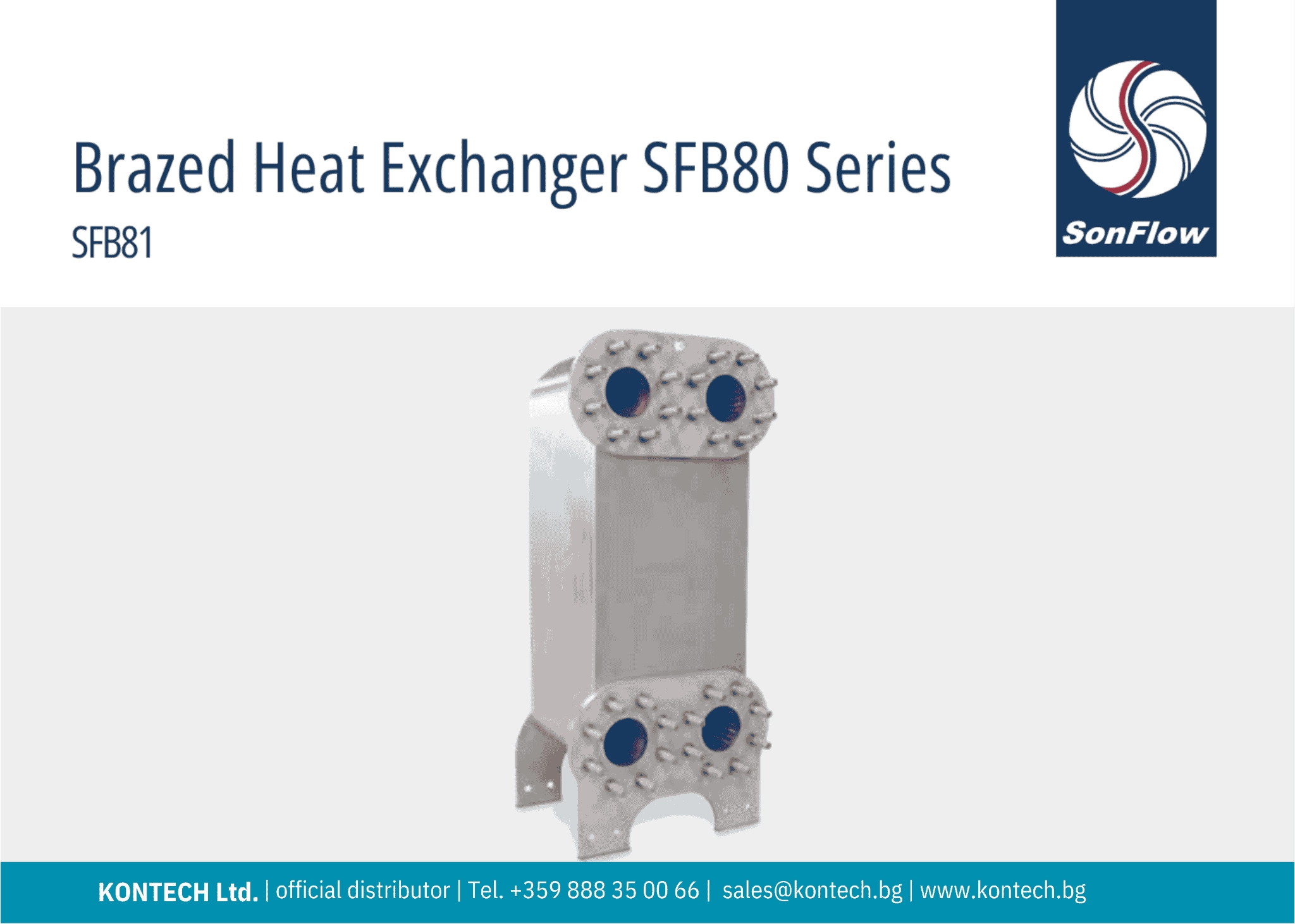 Plate heat exchanger SFB80 Brazed plate heat exchanger SonFlow SFB80, series SFB811