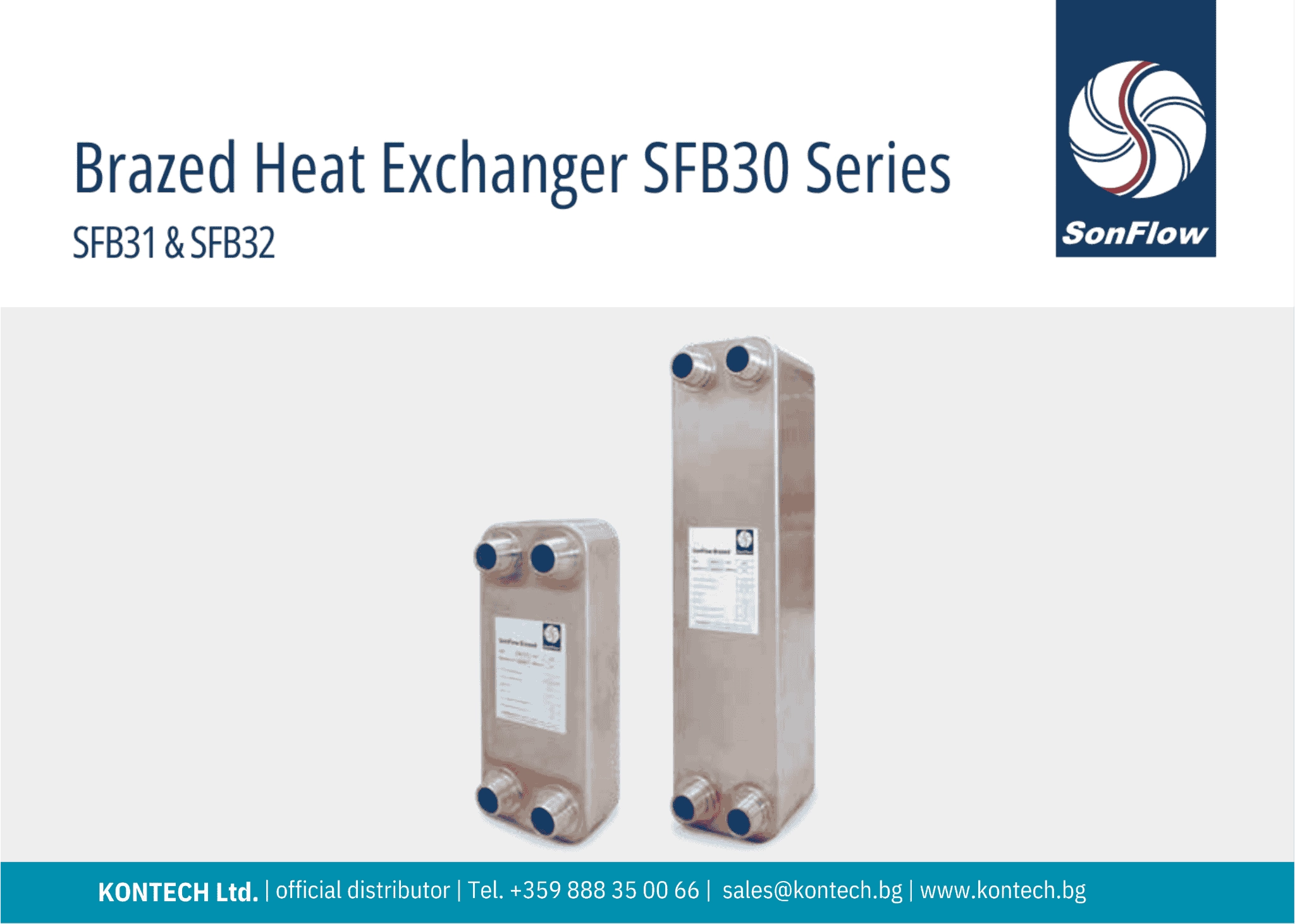 Plate heat exchanger SFB30 Brazed plate heat exchanger SonFlow SFB30