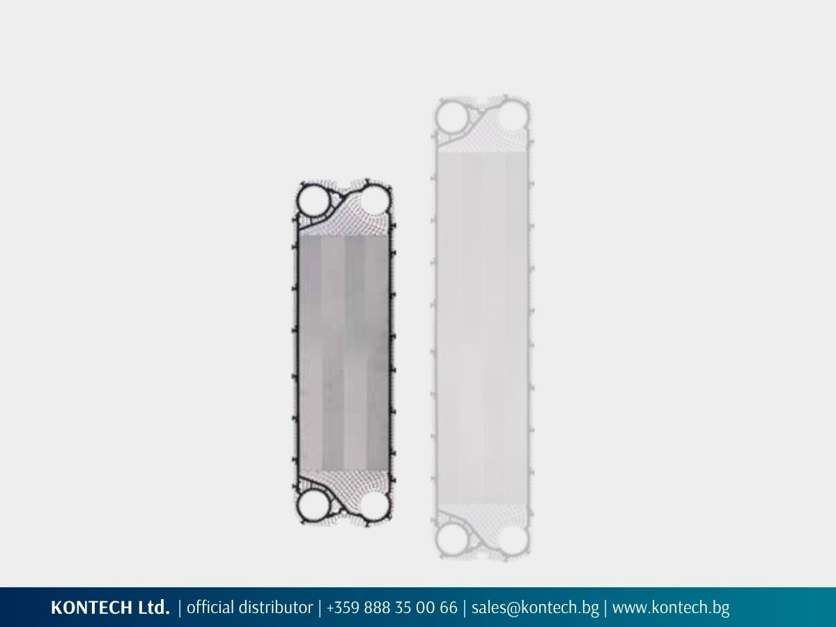 SonFlow SF106HE plate, 377 × 1295 mm, with four Ø104 mm ports.