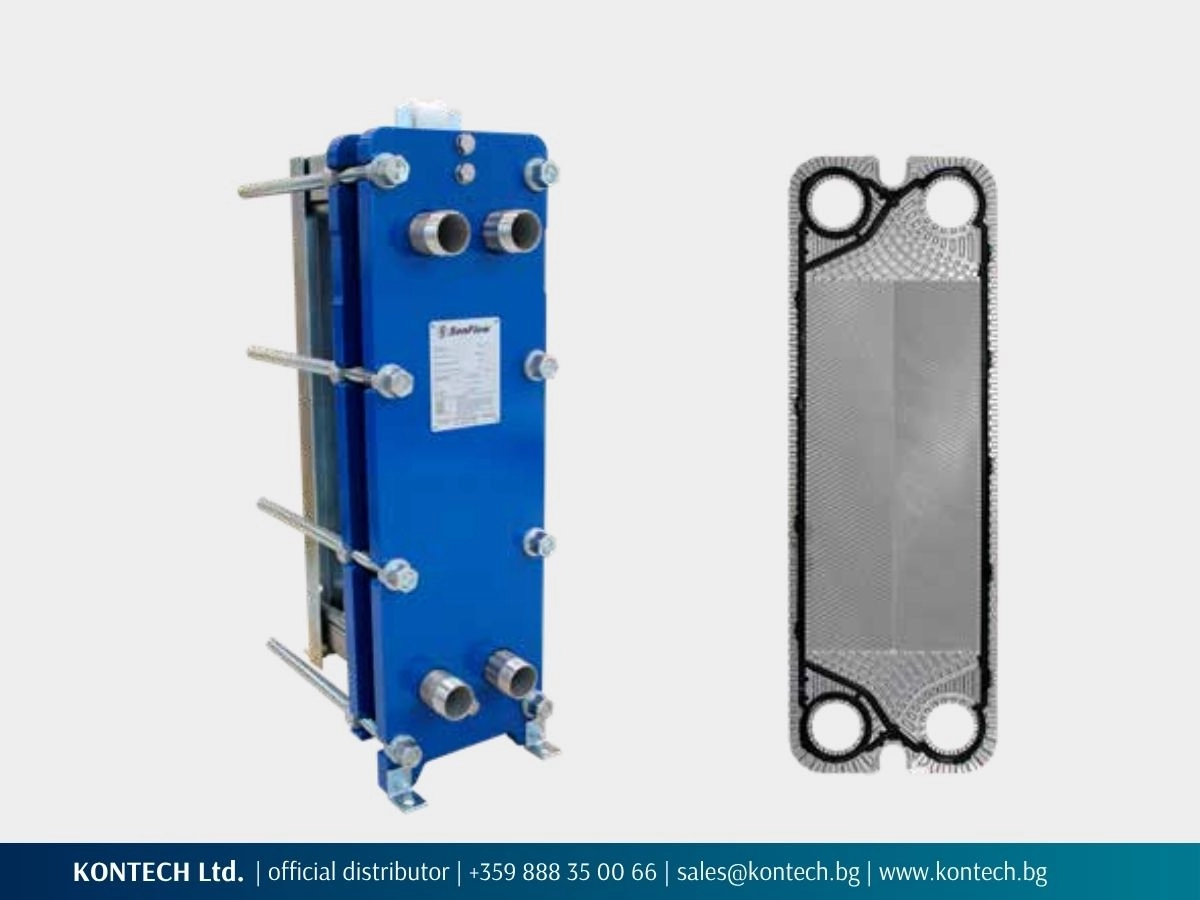 SonFlow SF50 series gasketed plate heat exchanger with a heat transfer plate and gasket