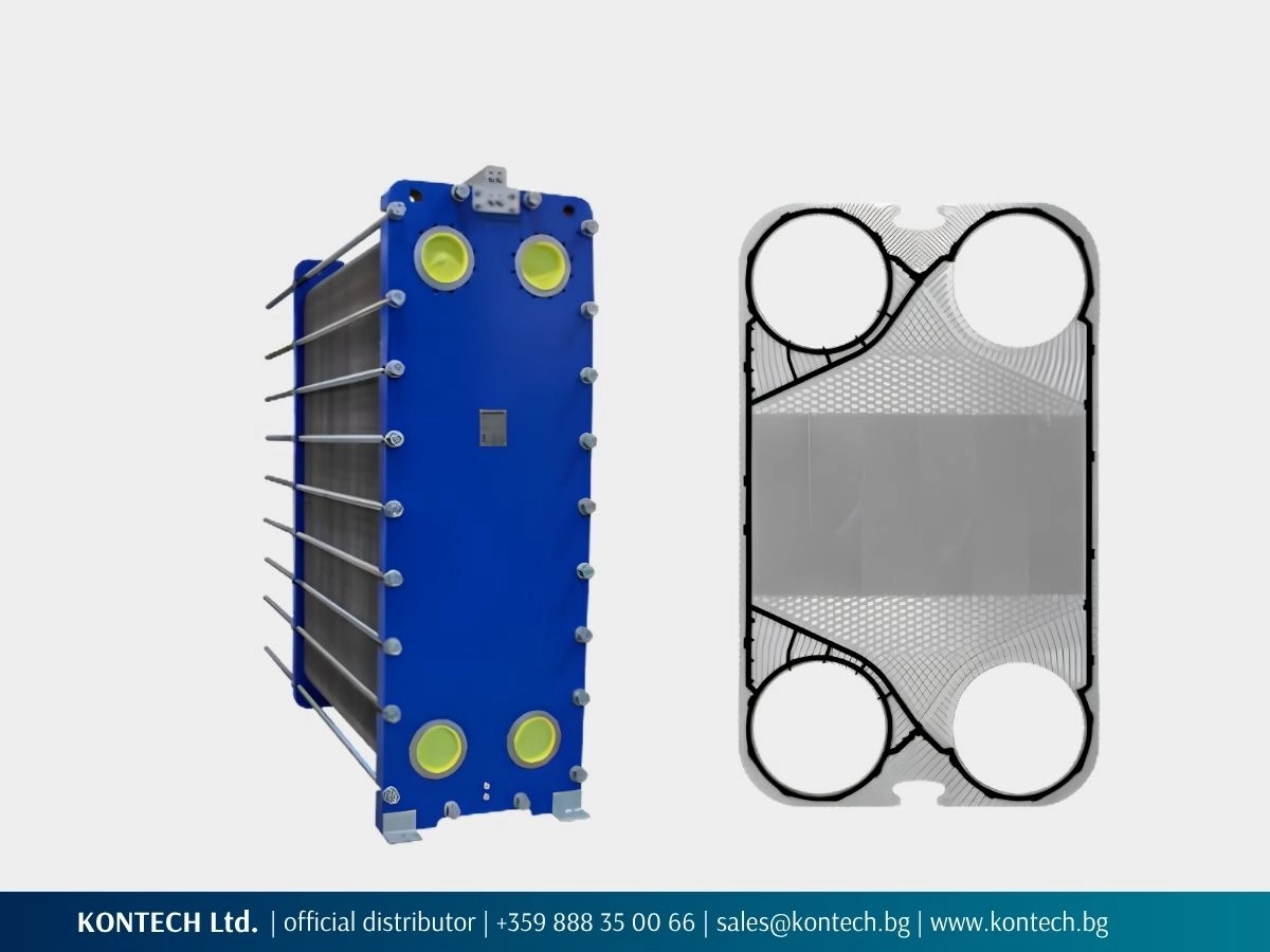 SonFlow SF300 heat exchanger with a blue frame and a gasketed plate