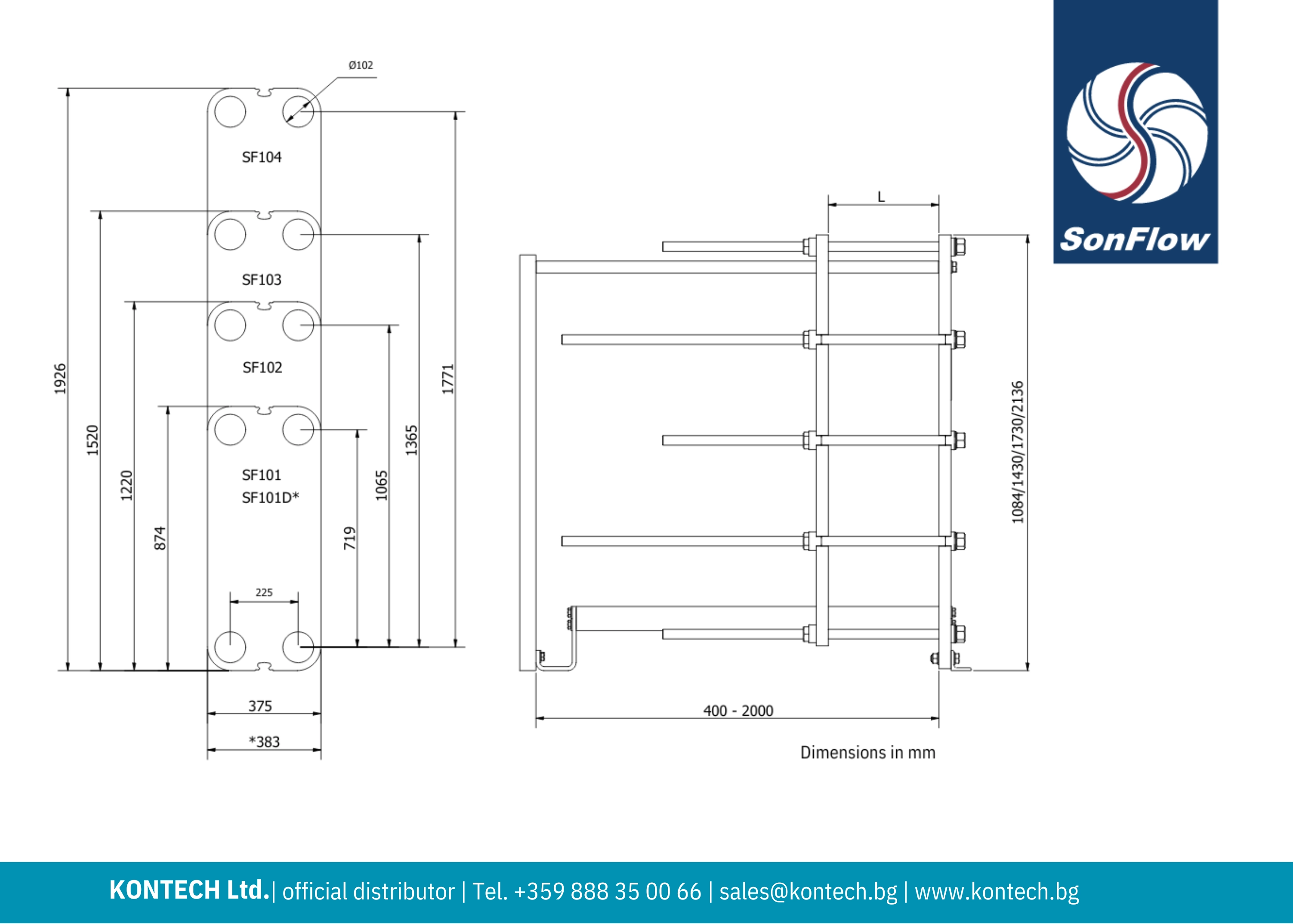 SonFlow SF101 drawing, SonFlow SF101D drawing, SonFlow SF102 drawing, SonFlow SF103 drawing, SonFlow SF104 drawing