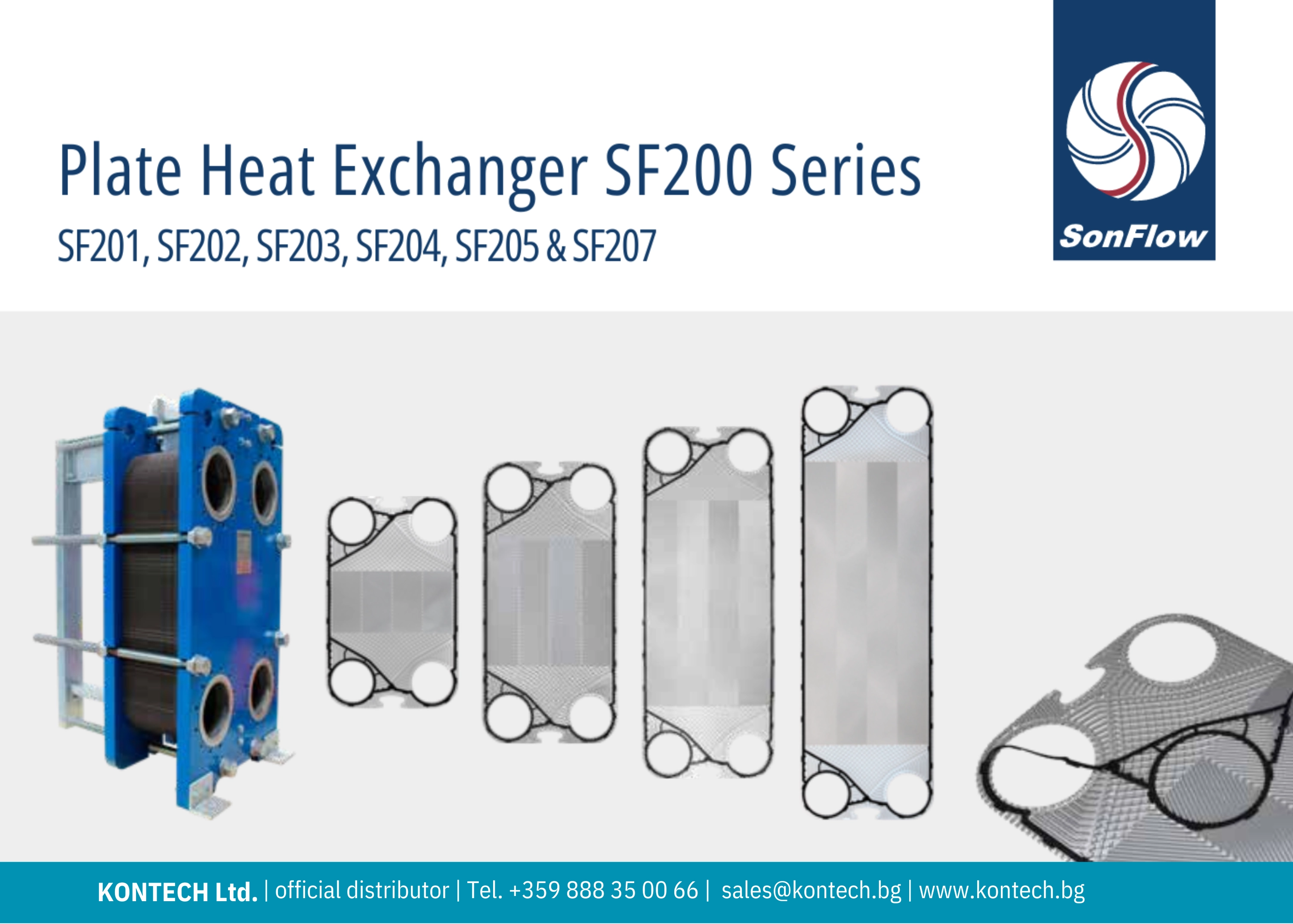 SonFlow SF201 heat exchanger, SonFlow SF202 heat exchanger, SonFlow SF203 heat exchanger, SonFlow SF204 heat exchanger, SonFlow SF205 heat exchanger, SonFlow SF207 heat exchanger