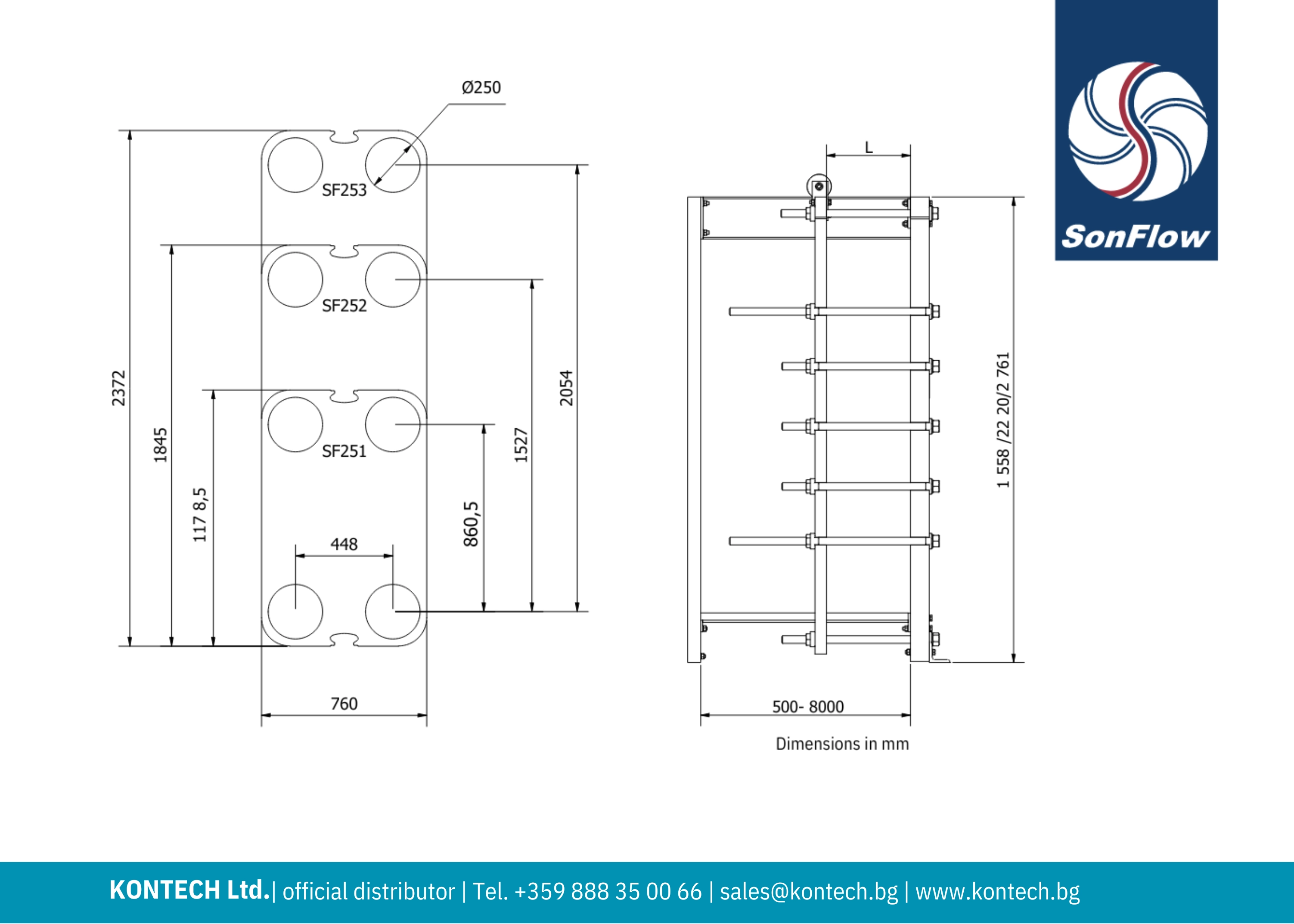 SonFlow SF251 drawing, SonFlow SF252 drawing and SonFlow SF253 drawing