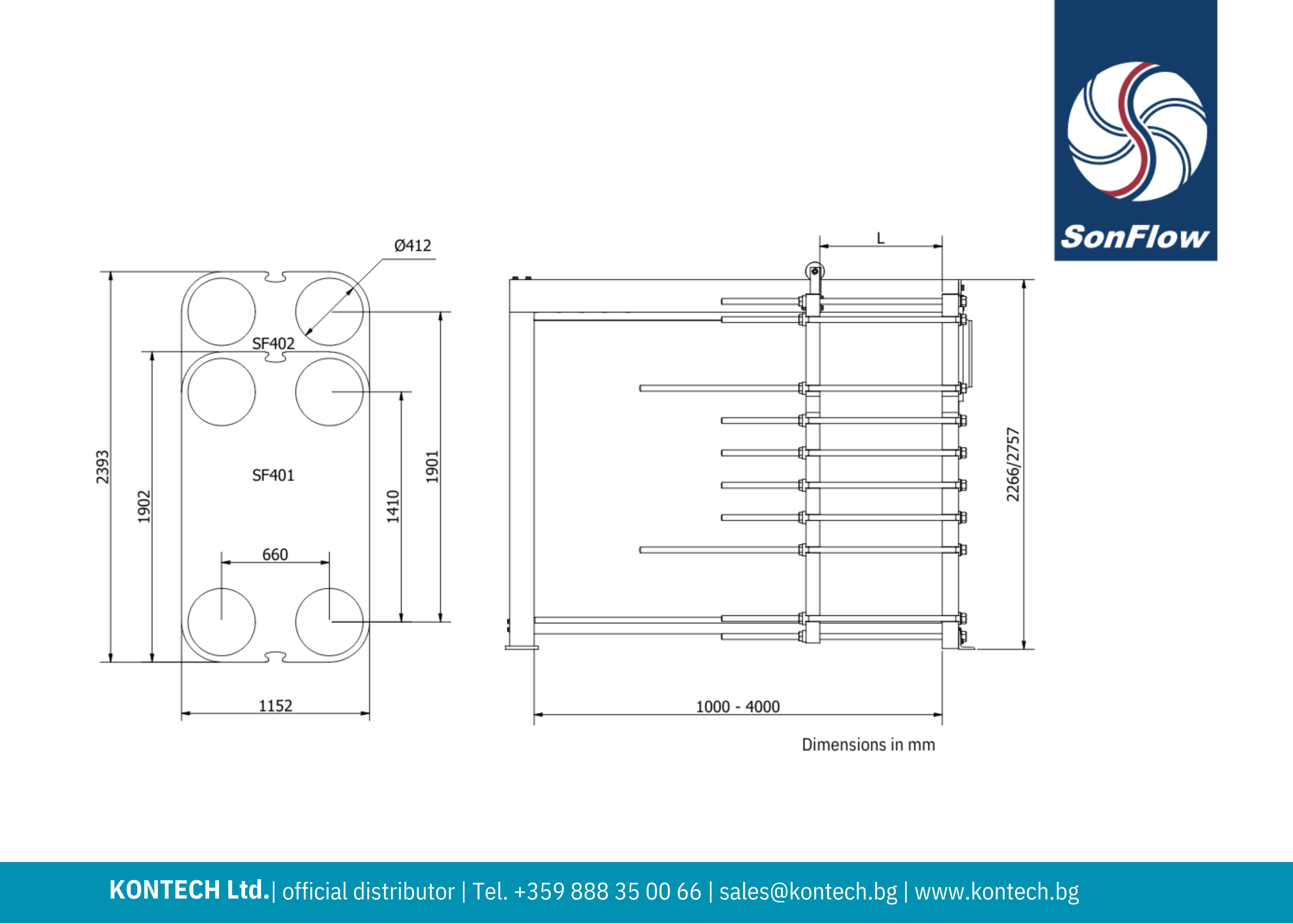 SonFlow SF401 drawing and SonFlow SF402 drawing