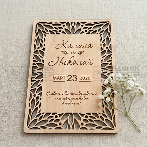 Покана за сватба с декоративна рамка