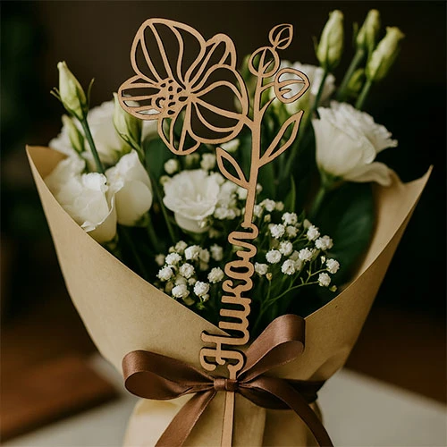 Дървено цвете с име