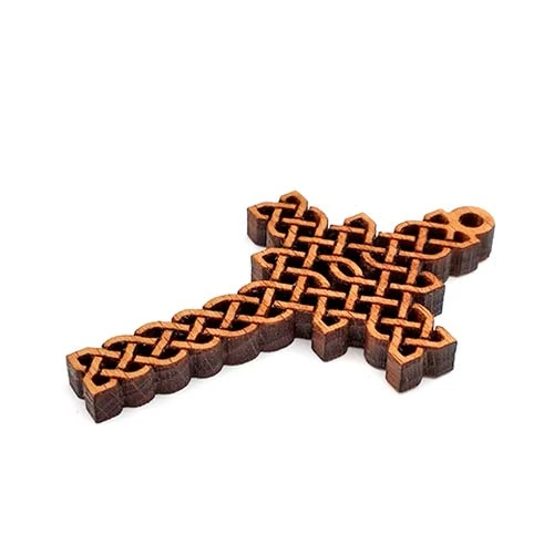 Медальон келтски кръст от дърво