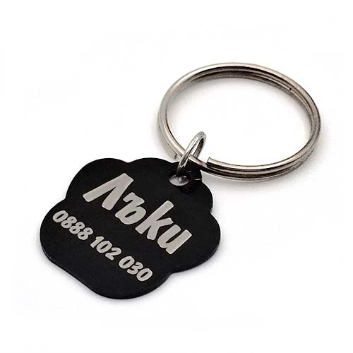 Медальон за куче метален черен цвят лапичка