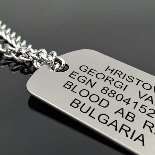 Персонализиран военен медальон с име, кръвна група и егн