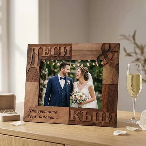 Персонализирана рамка за снимки с гравирано послание