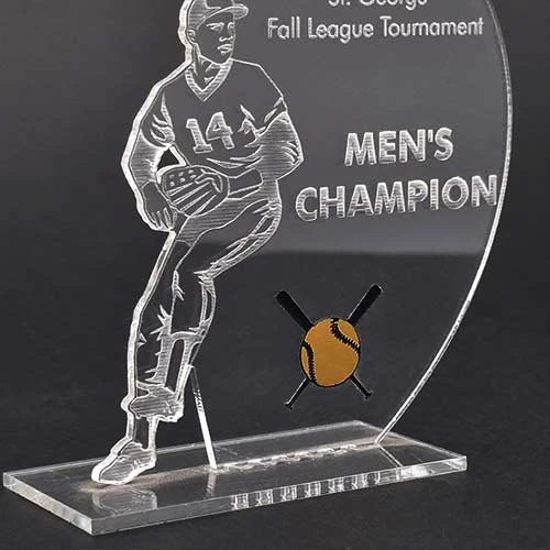 Персонализиран плакет от прозрачен плексиглас Шампион - Лазерно гравирана спортна награда