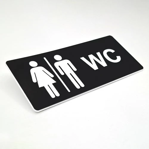 Табела за тоалетна от черен акрил WC Мъж и Жена