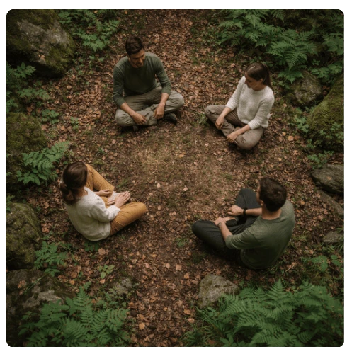 Ретрийт в малка група сред природата с фокус върху тишина и споделено присъствие