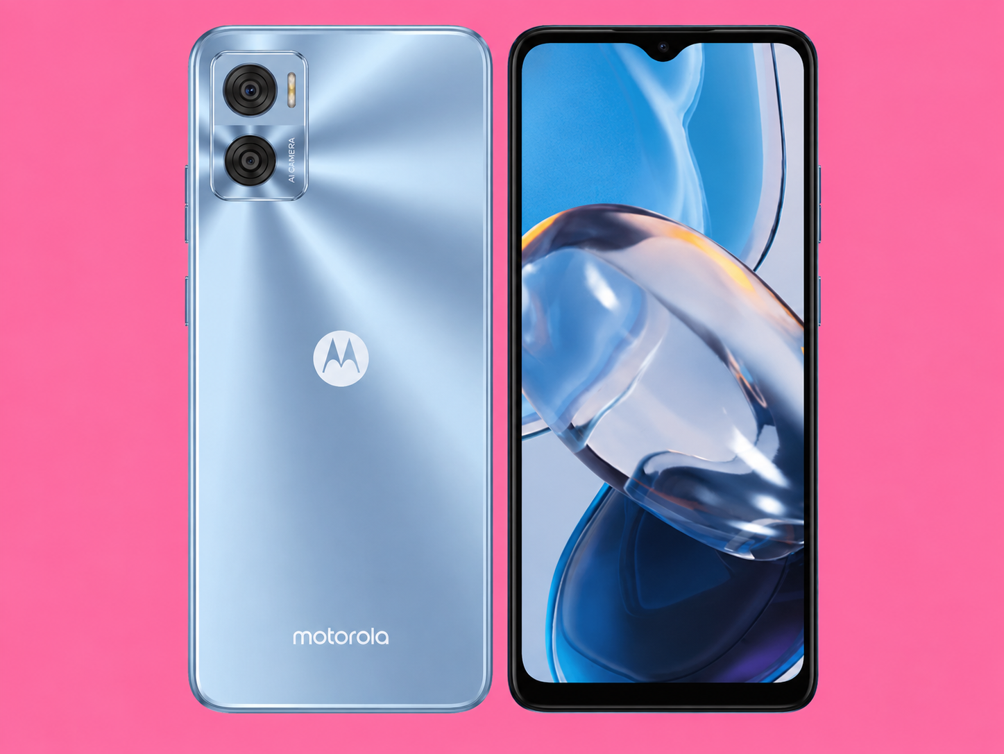 Ремонт на Moto E22 — изглед отпред и отзад