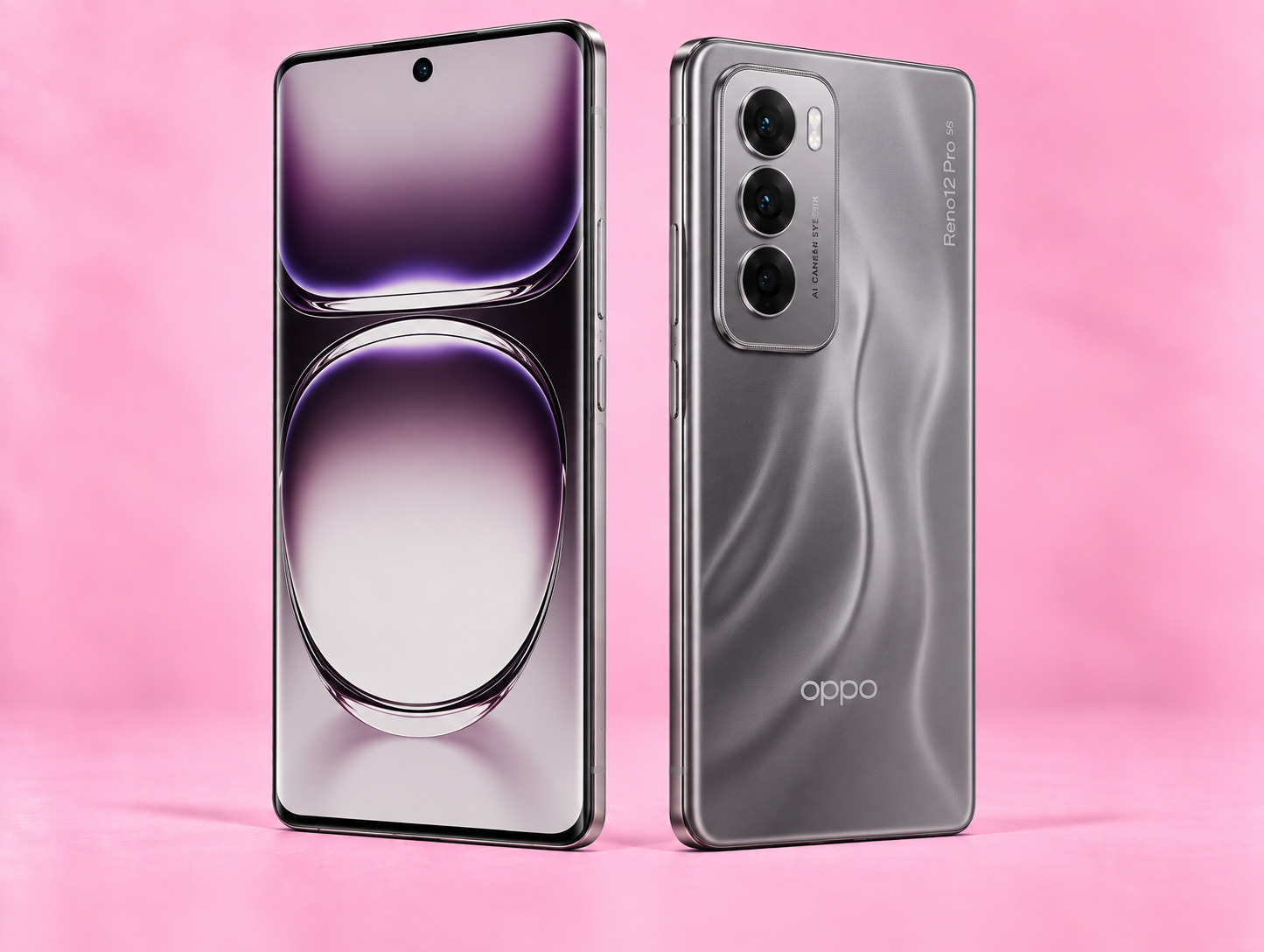Ремонт на Oppo Reno 12 — изглед отпред и отзад