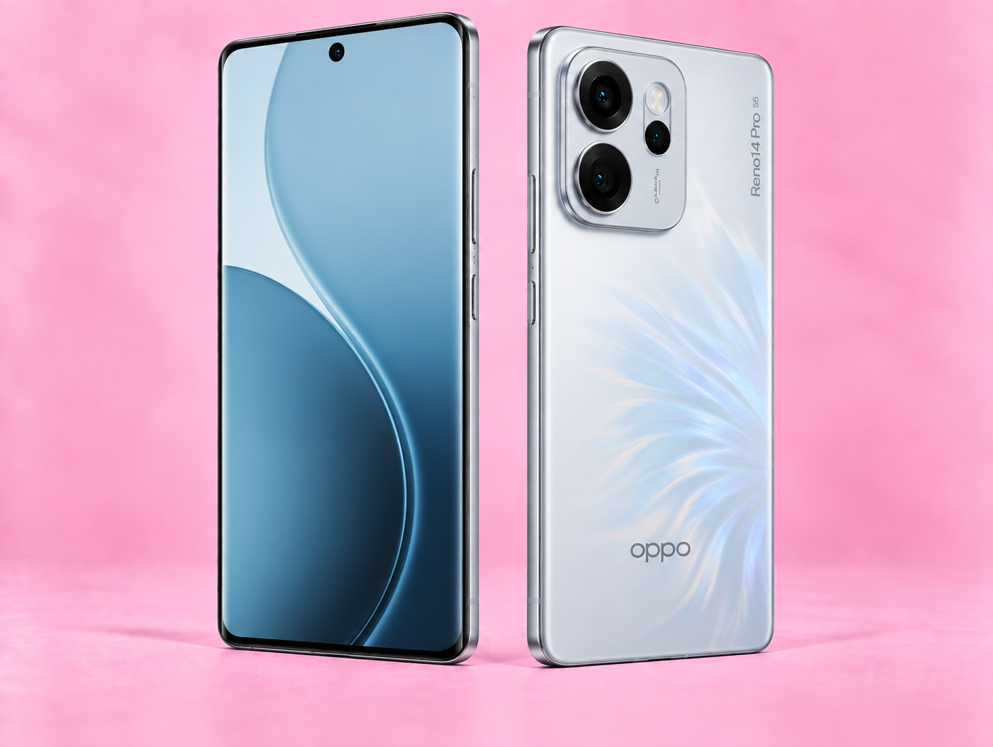 Ремонт на Oppo Reno 14 — изглед отпред и отзад