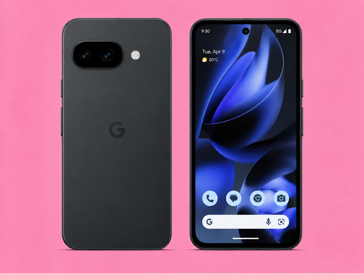 Ремонт на Google Pixel 9a — изглед отпред и отзад